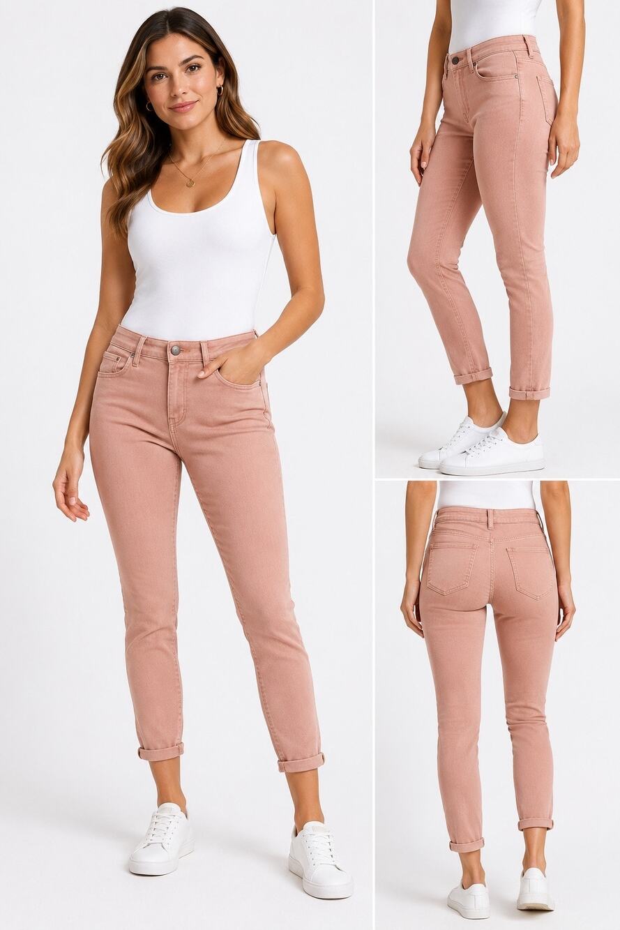 Jessica Simpson Jeans Womens Size 6 Pink Denim Rolled Crop Skinny Mid Rise